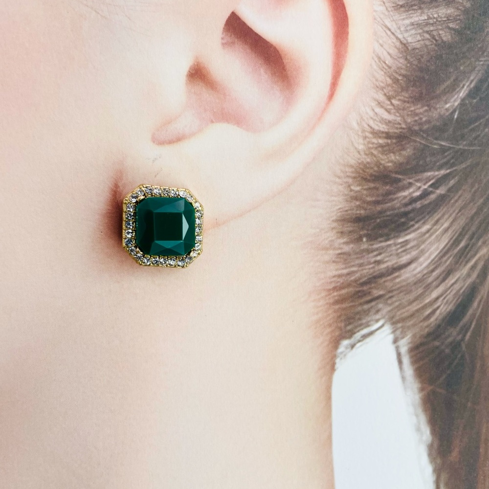 J.CREW Gold Tone Pave Crystal Resin Earrings firm price